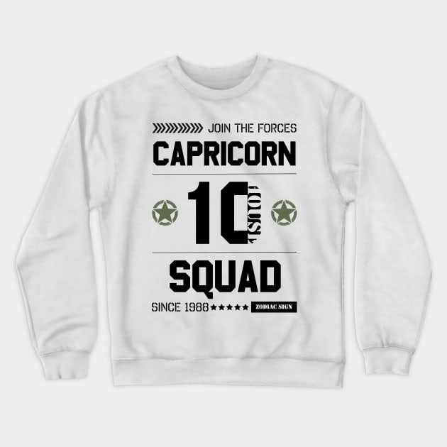 Zodiac Majesty Capricorn Squad Black Crewneck Sweatshirt by ZodiacMajesty